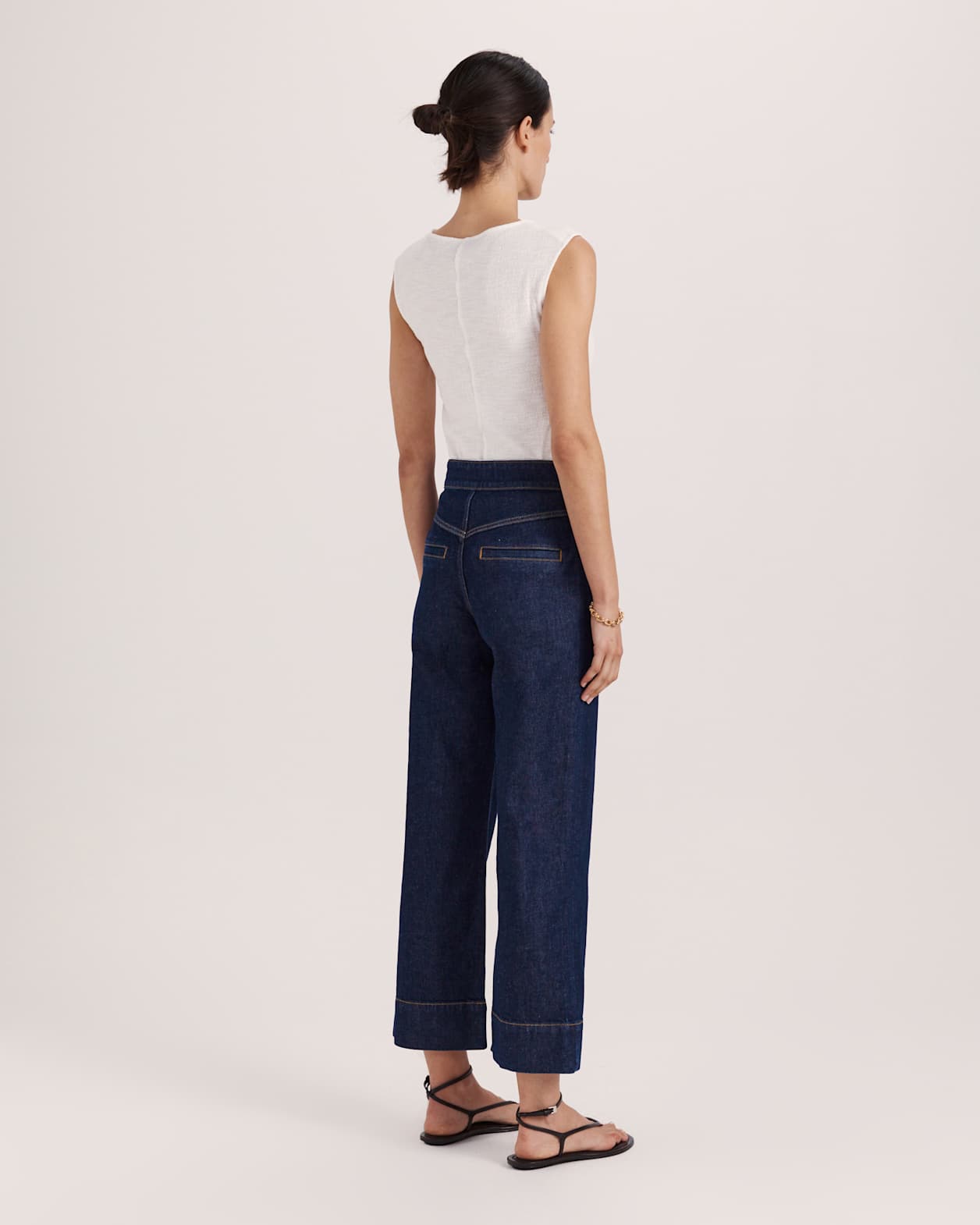 Ava Cropped Wide Leg Jean in BLUE/BLACK WASH