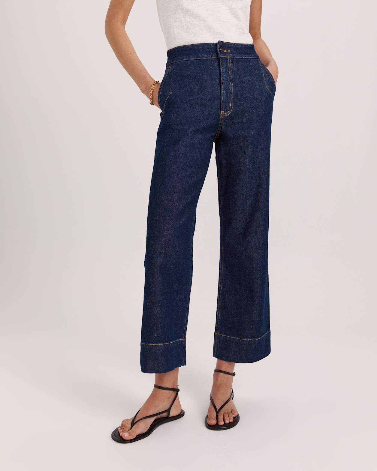Ava Cropped Wide Leg Jean in BLUE/BLACK WASH