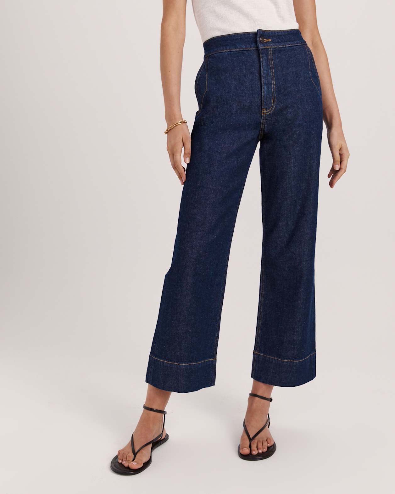 Ava Cropped Wide Leg Jean in BLUE/BLACK WASH