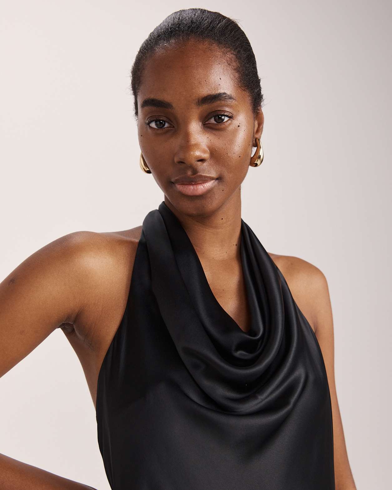 Sallee Maxi Halter Dress in BLACK