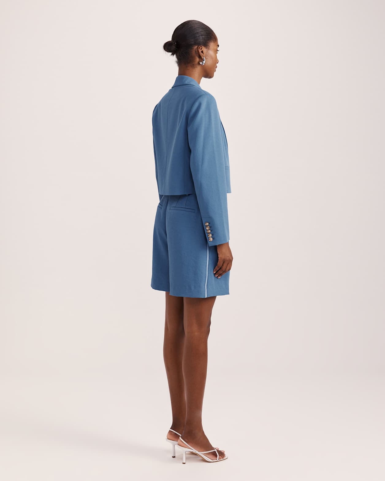 Dharma Cropped Blazer in BLUE STEEL