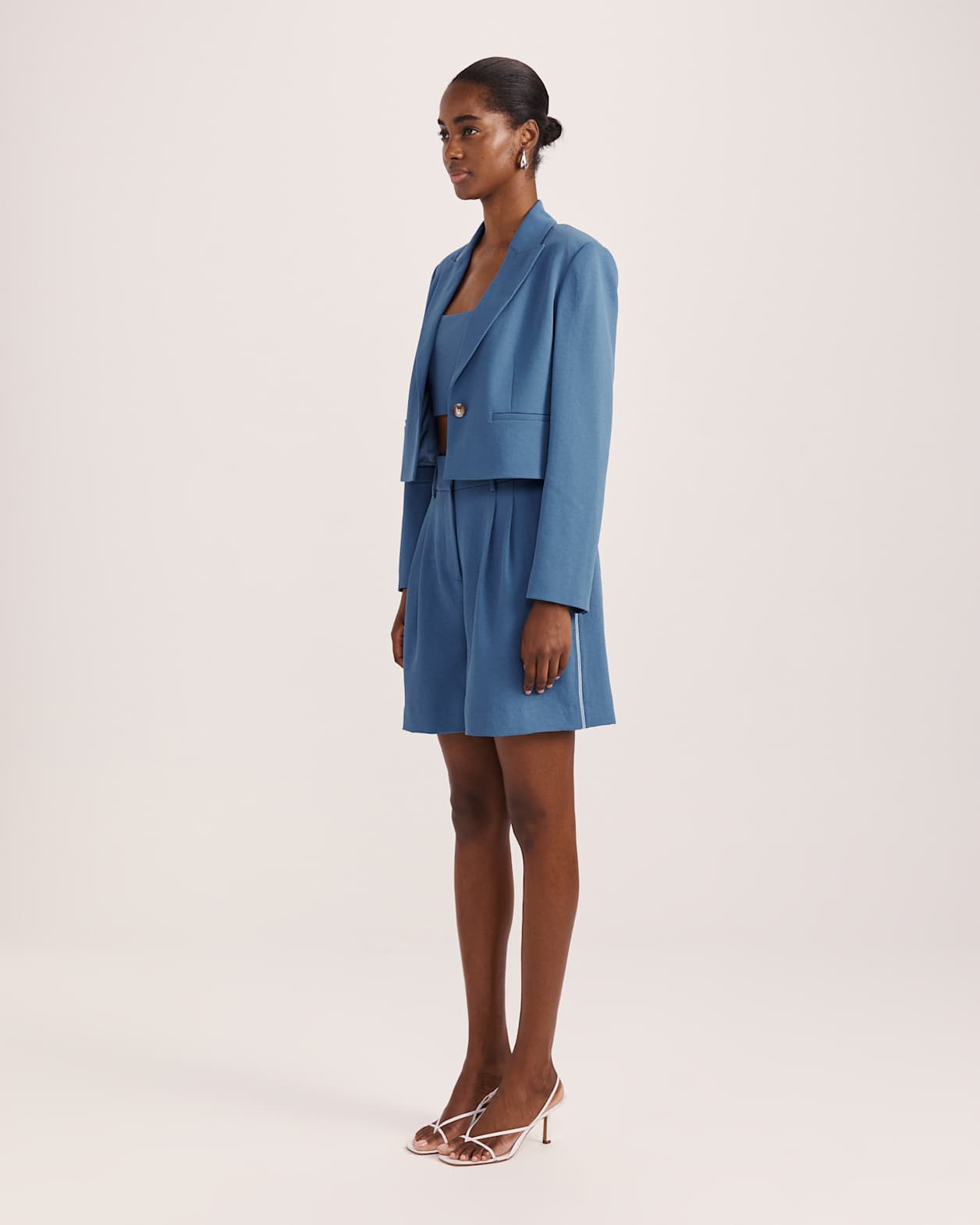 Dharma Cropped Blazer in BLUE STEEL