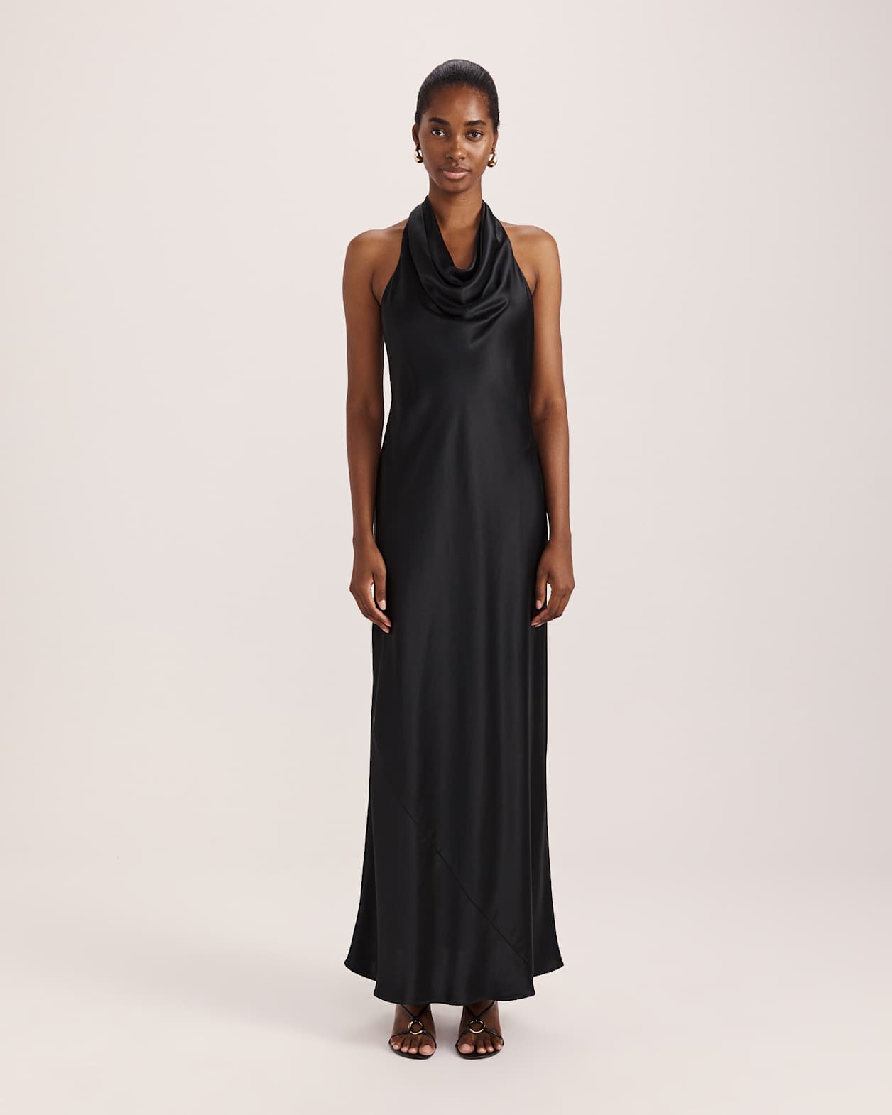Sallee Maxi Halter Dress in BLACK