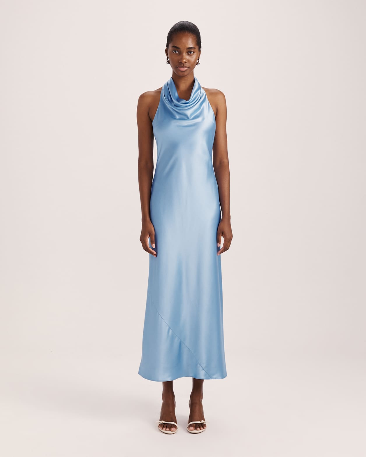Sallee Maxi Halter Dress in BLUE AZURE