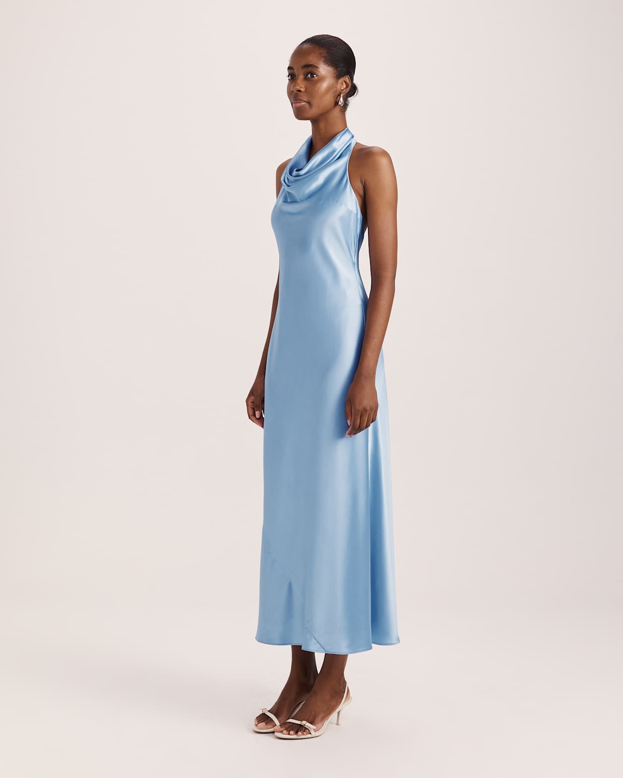 Sallee Maxi Halter Dress in BLUE AZURE