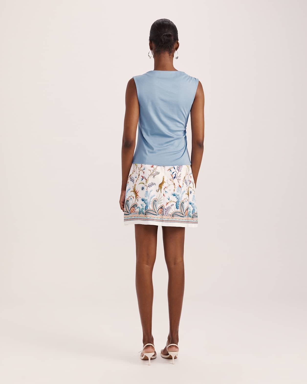 Dana Cotton Drape Detail Top in BLUE STEEL