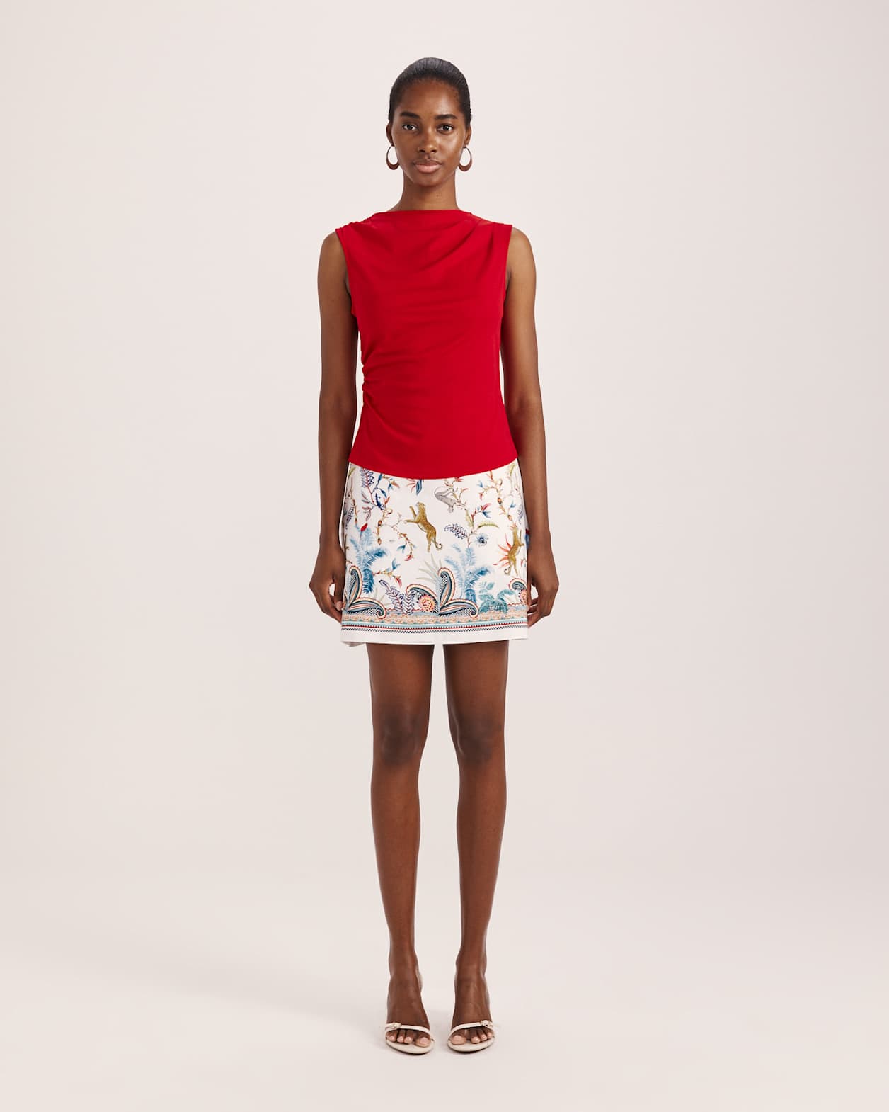 Dana Cotton Drape Detail Top in RED