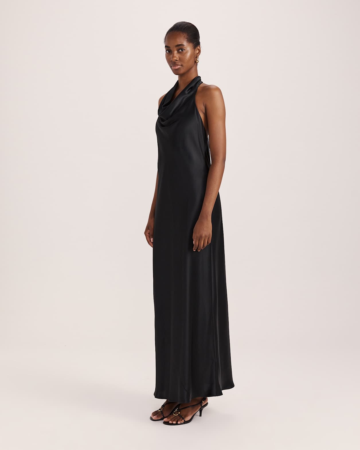 Sallee Maxi Halter Dress in BLACK