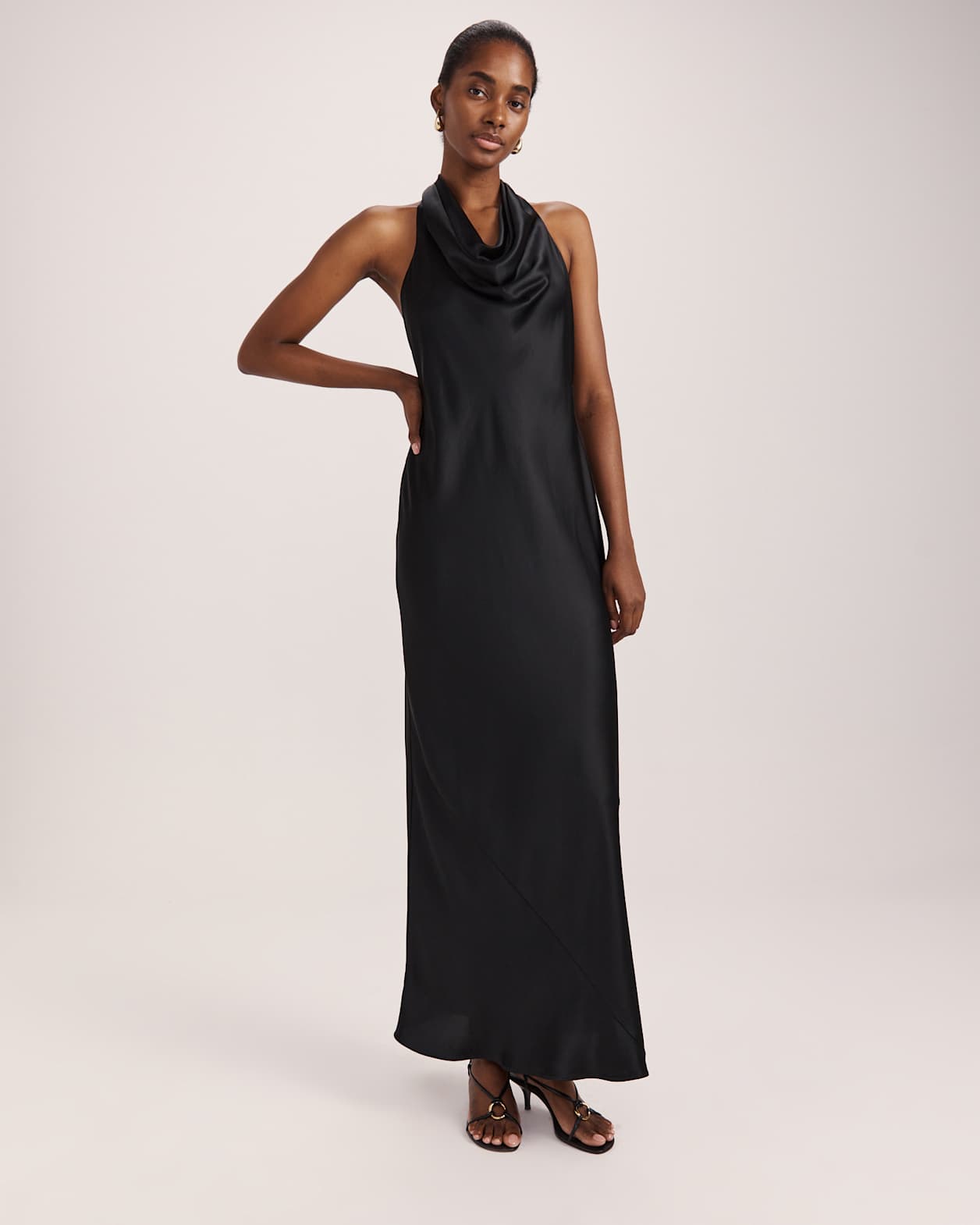 Sallee Maxi Halter Dress in BLACK