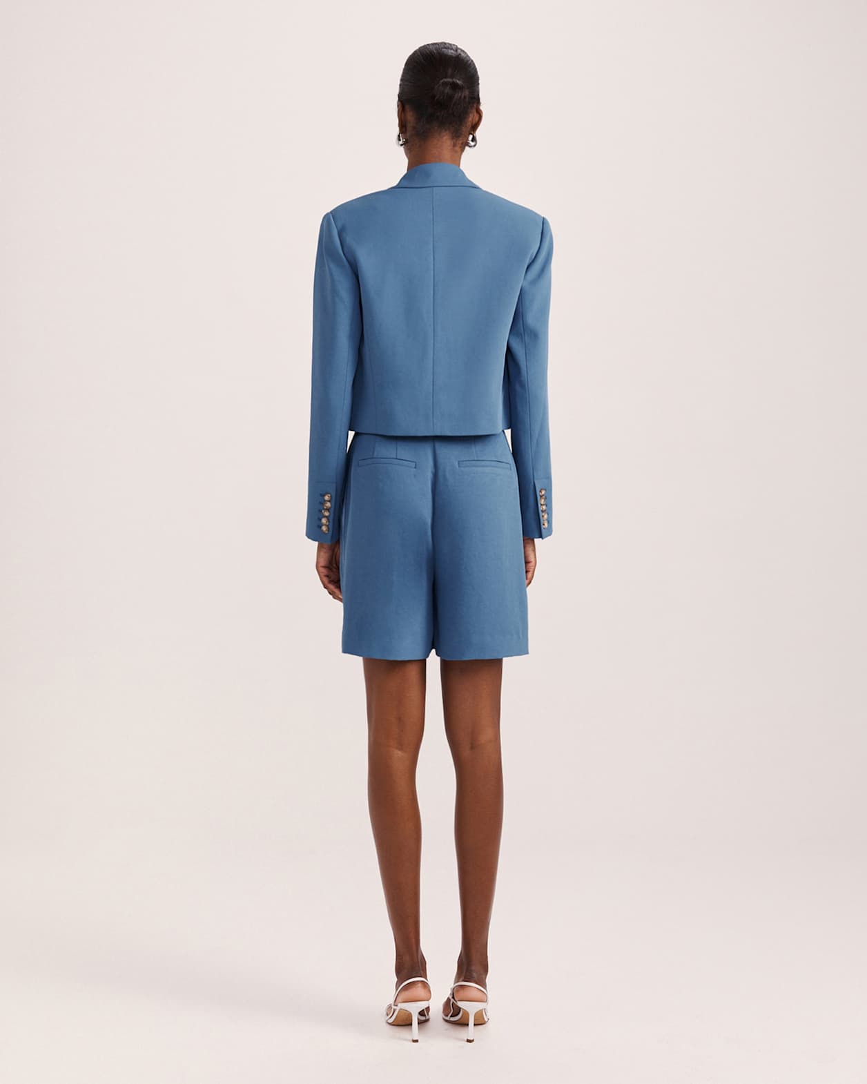 Dharma Cropped Blazer in BLUE STEEL