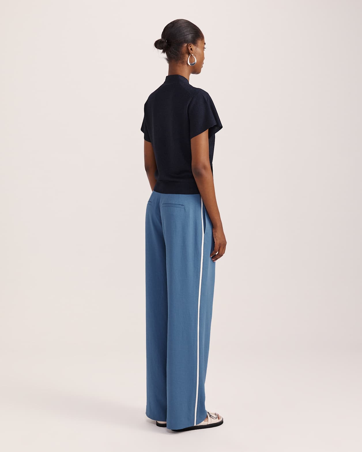 Mariya Metallic Tie Neck Knit in MIDNIGHT