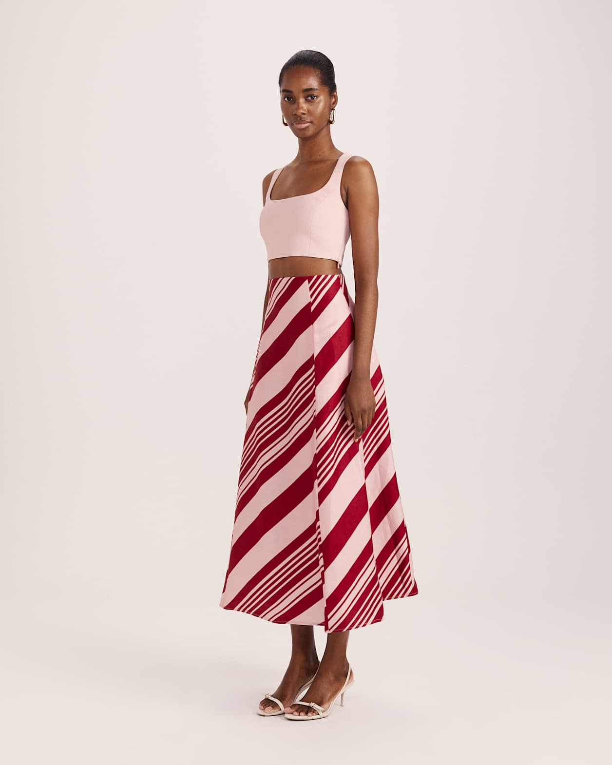 La Belle Stripe Midi Skirt in MULTI