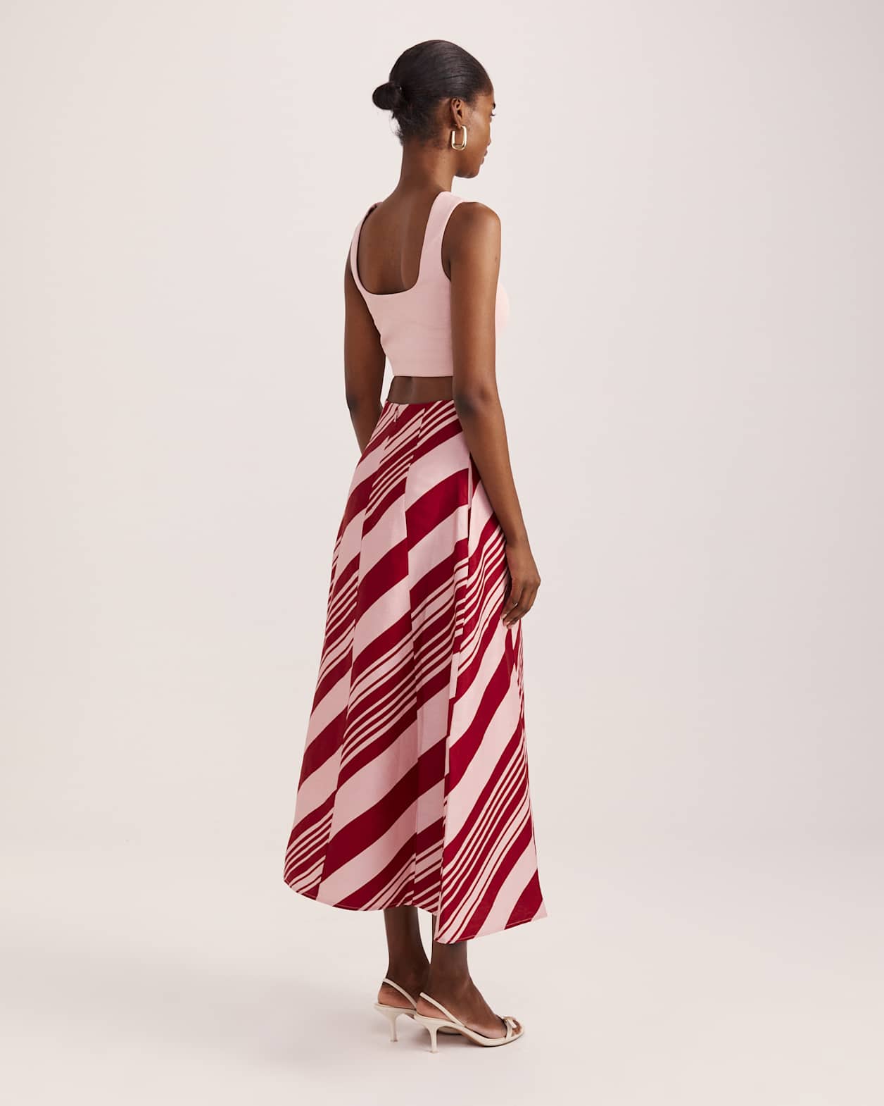 La Belle Stripe Midi Skirt in MULTI