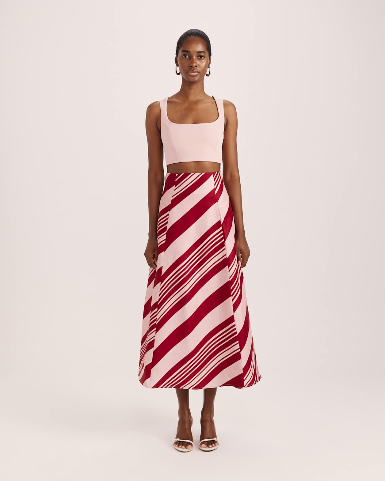 La Belle Stripe Midi Skirt in MULTI