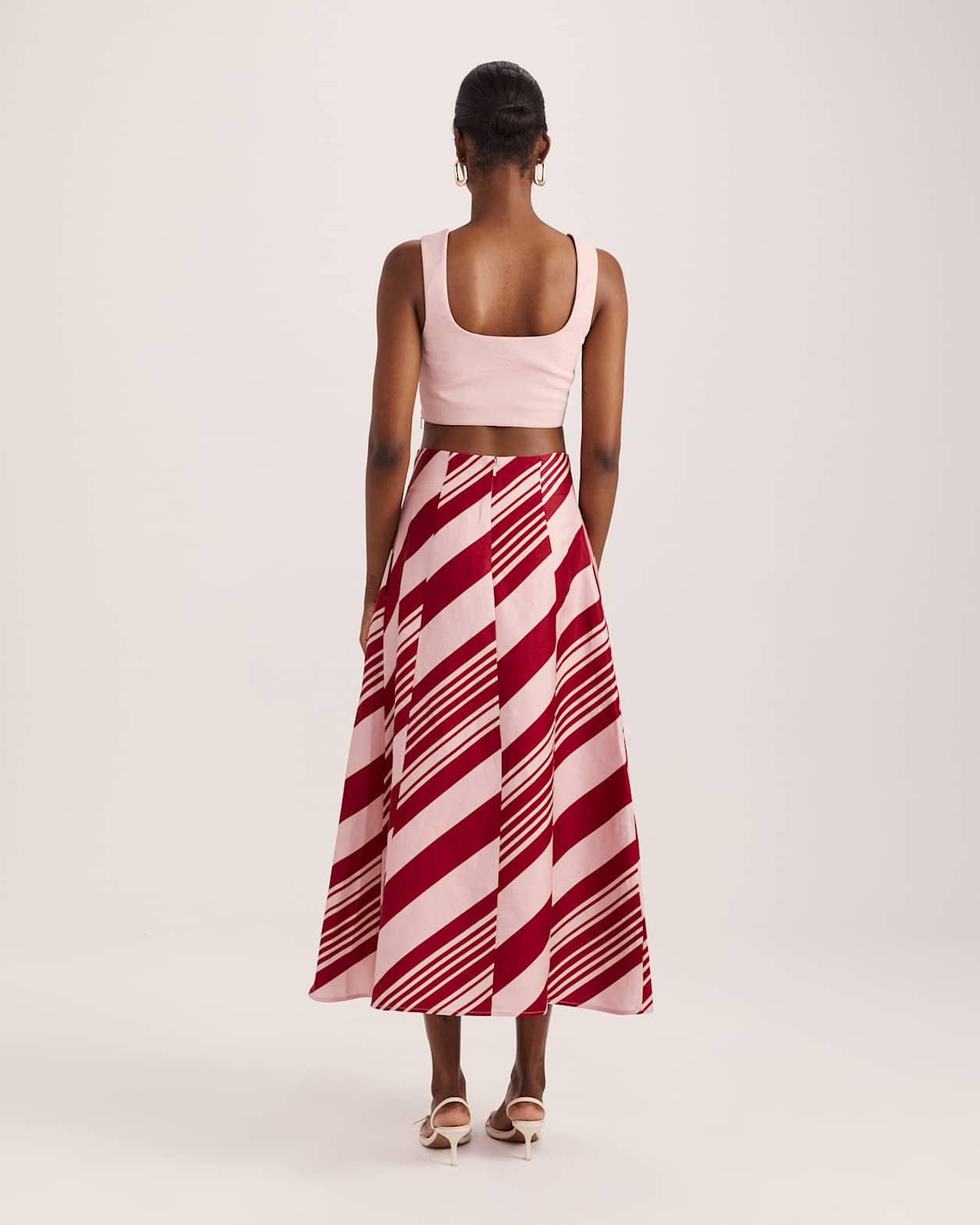 La Belle Stripe Midi Skirt in MULTI