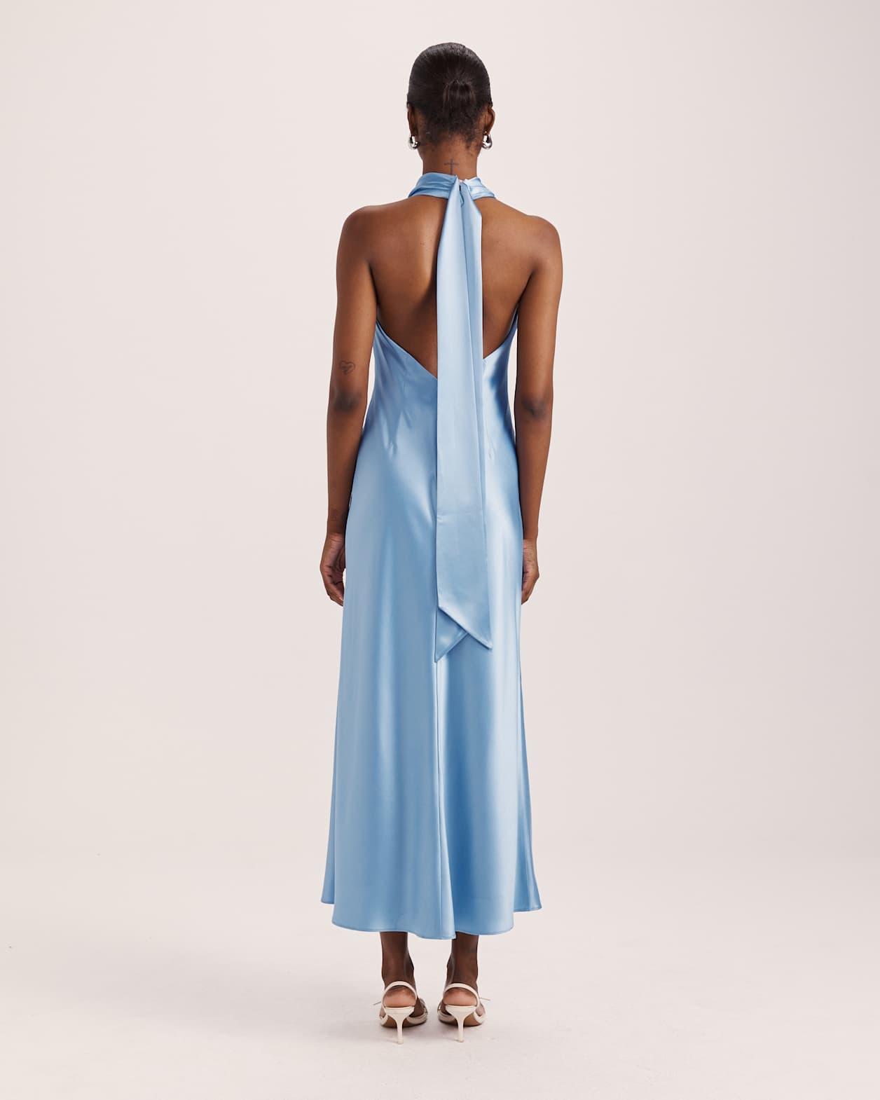 Sallee Maxi Halter Dress in BLUE AZURE