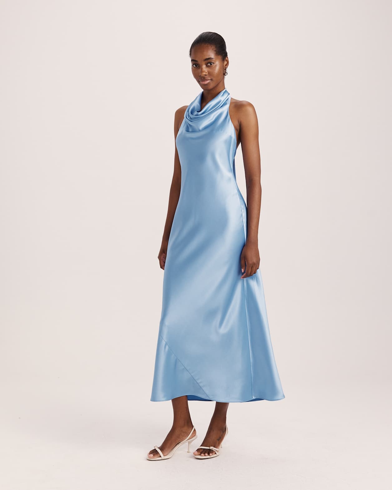 Sallee Maxi Halter Dress in BLUE AZURE