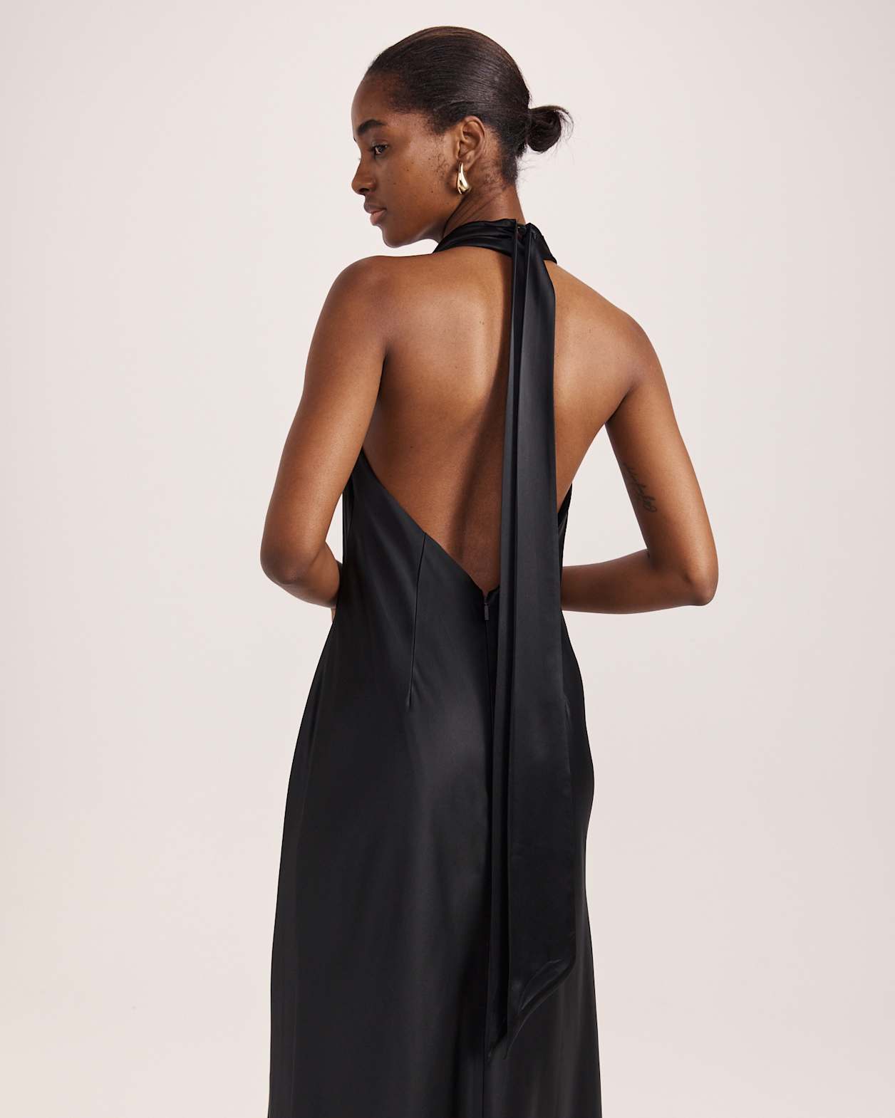 Sallee Maxi Halter Dress in BLACK