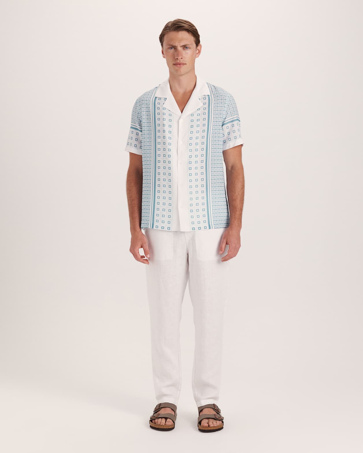 Hercules Short Sleeve Resort Print Shirt in SEA BLUE