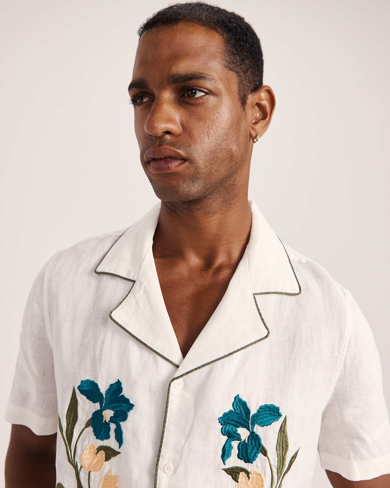 Leto Short Sleeve Resort Shirt in OFF WHITE
