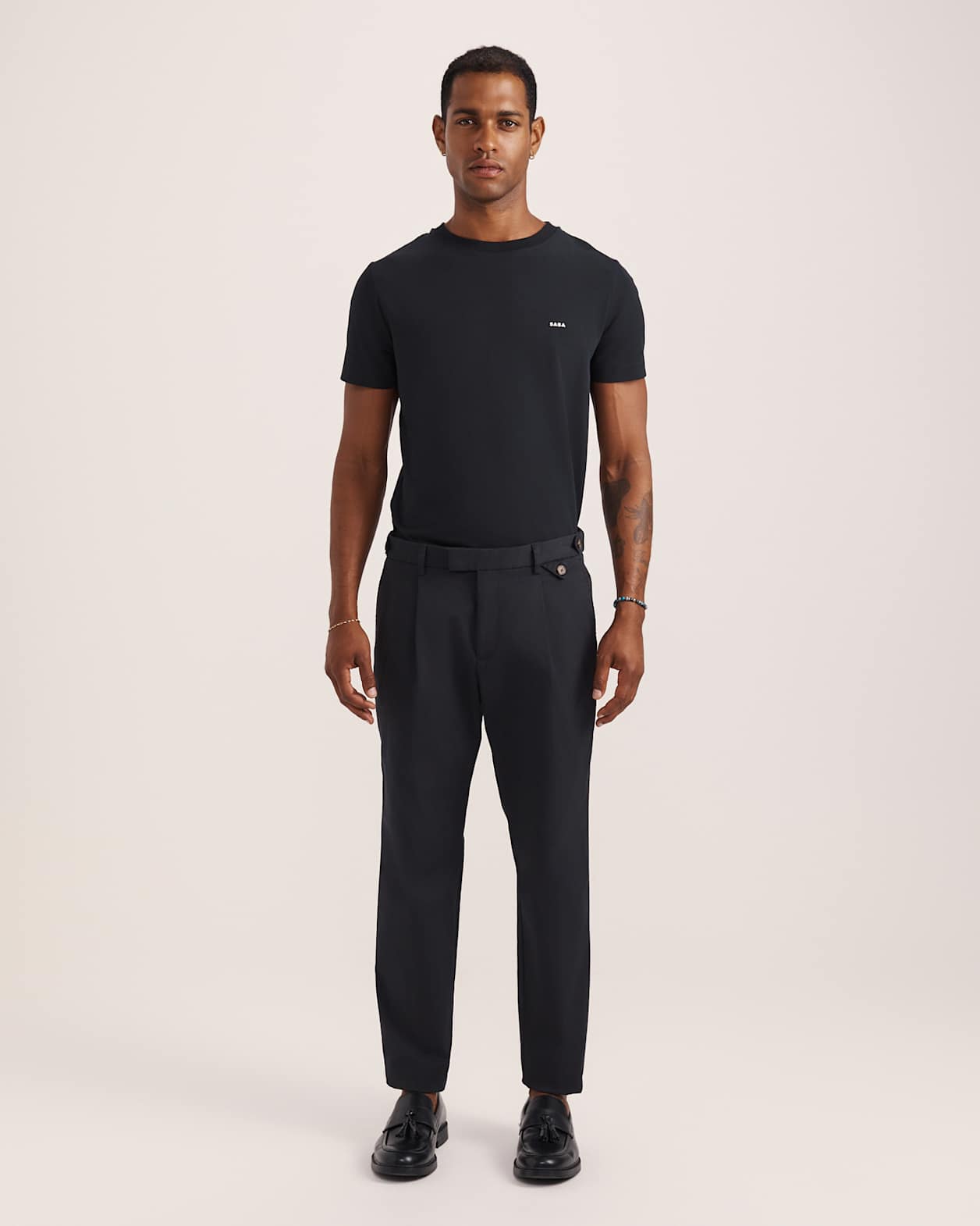 Mills Pleat Front Pant in BLACK