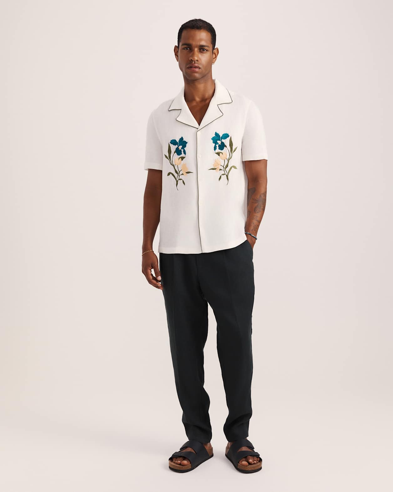 Leto Short Sleeve Resort Shirt in OFF WHITE