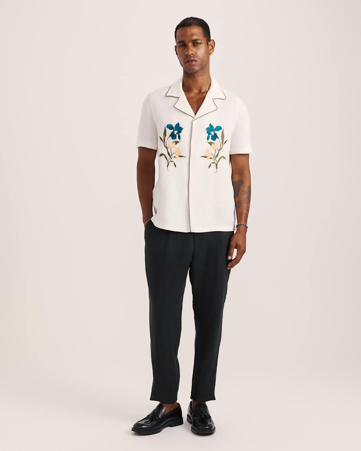 Leto Short Sleeve Resort Shirt in OFF WHITE