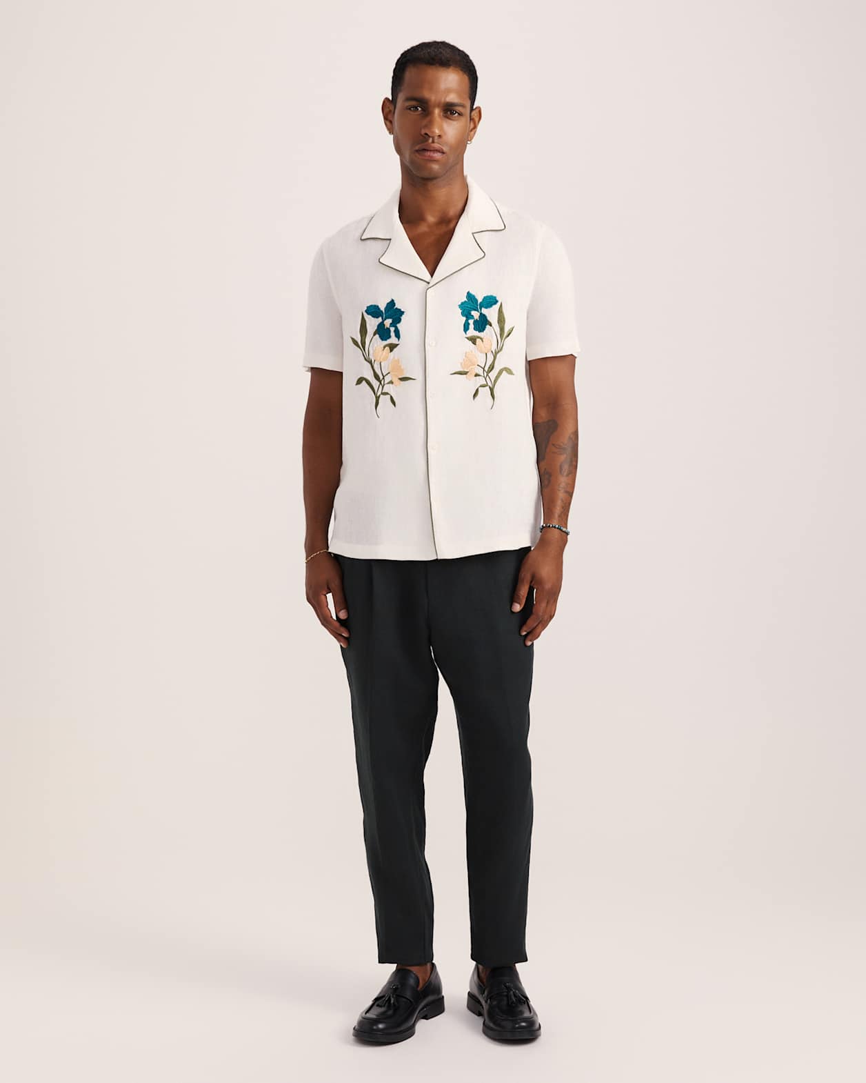 Leto Short Sleeve Resort Shirt in OFF WHITE