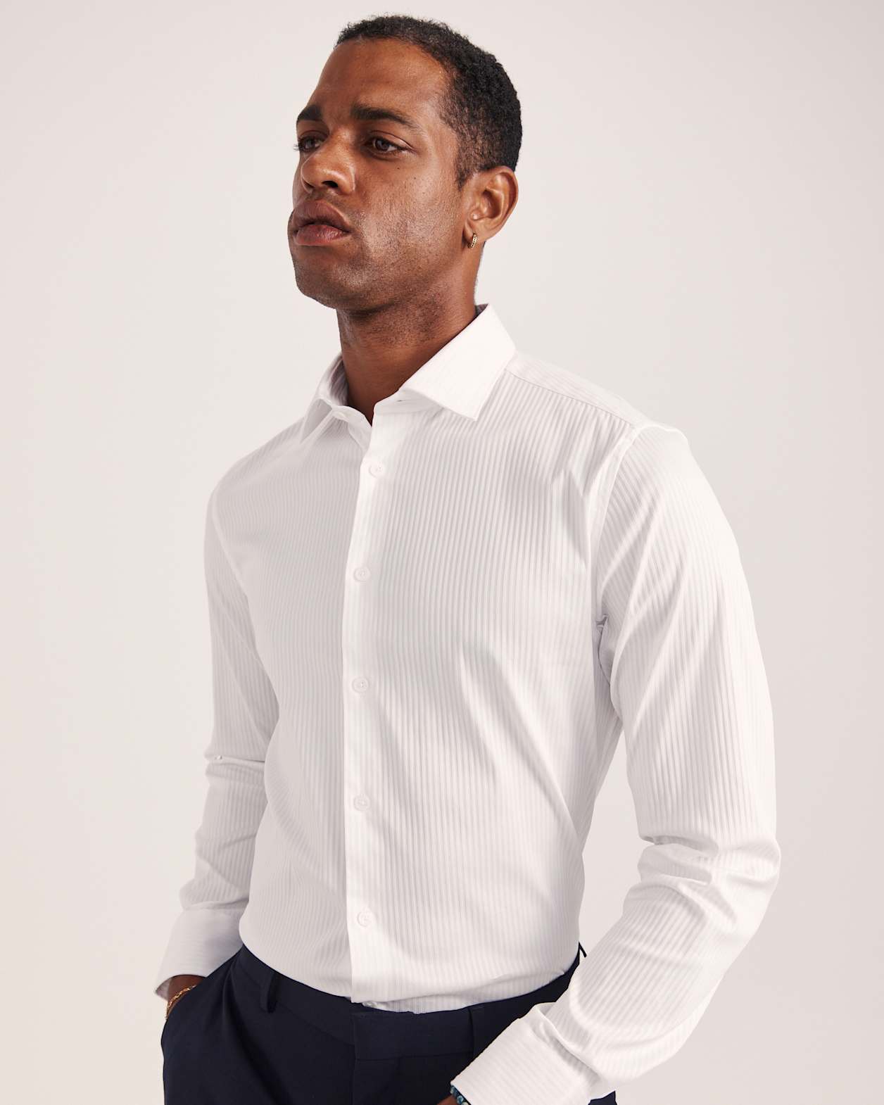 Artemis Stripe Stretch Shirt in WHITE