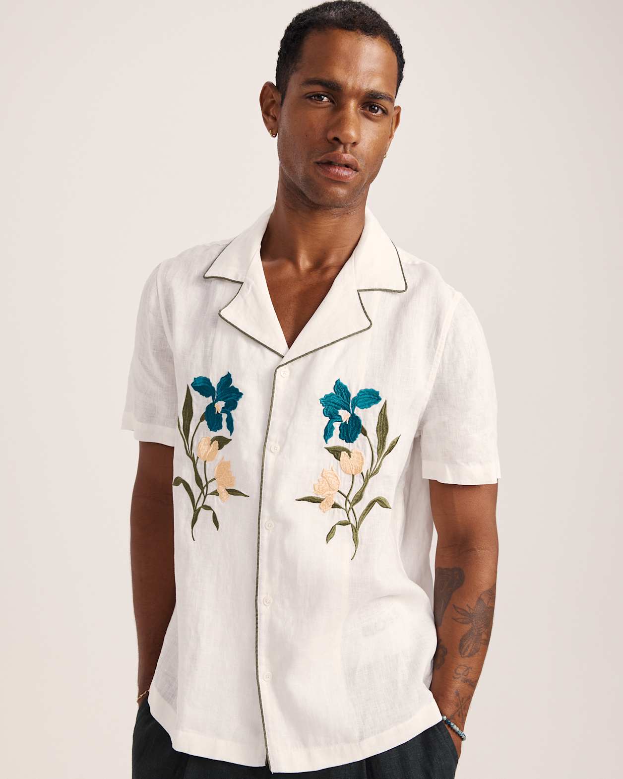 Leto Short Sleeve Resort Shirt in OFF WHITE
