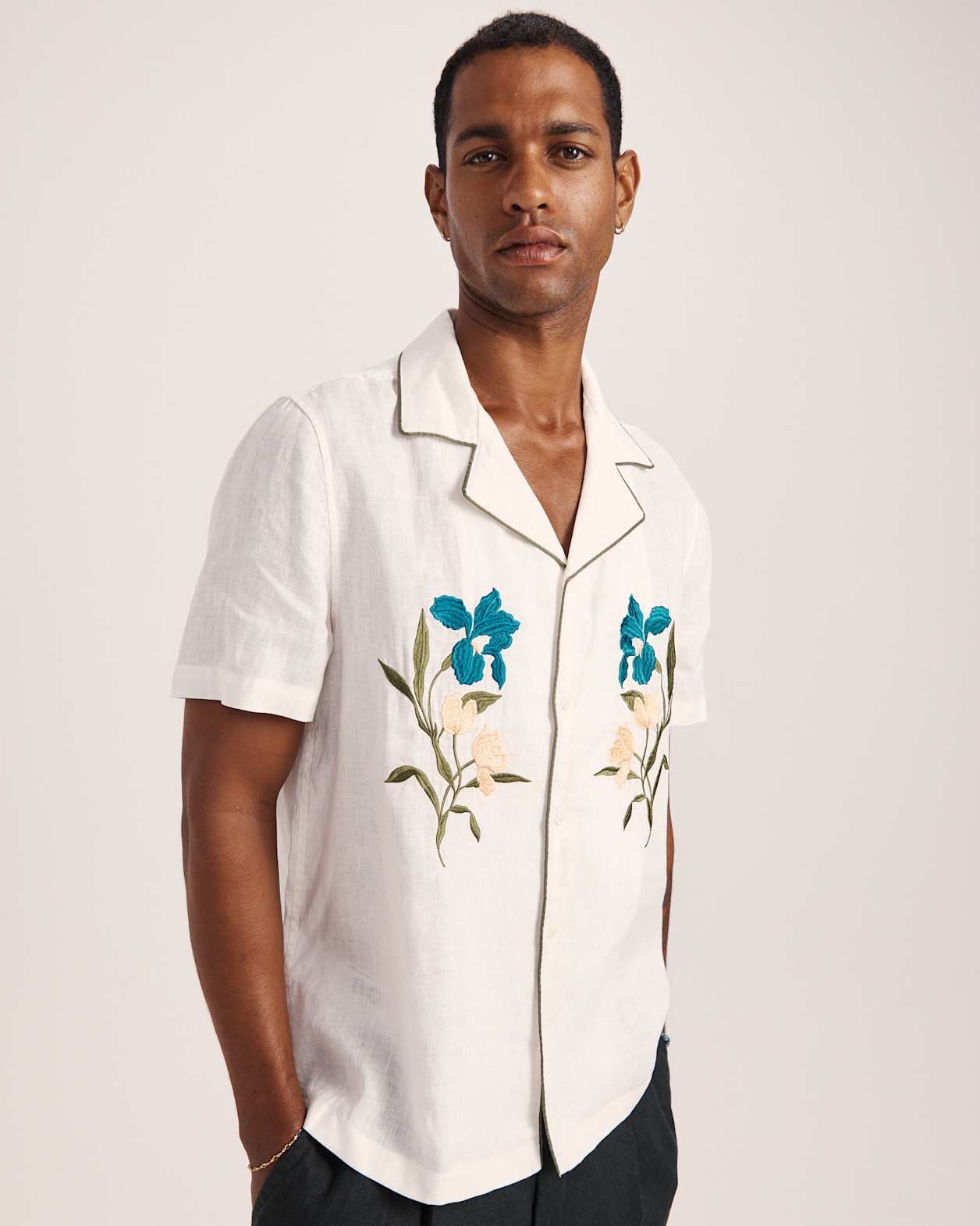 Leto Short Sleeve Resort Shirt in OFF WHITE