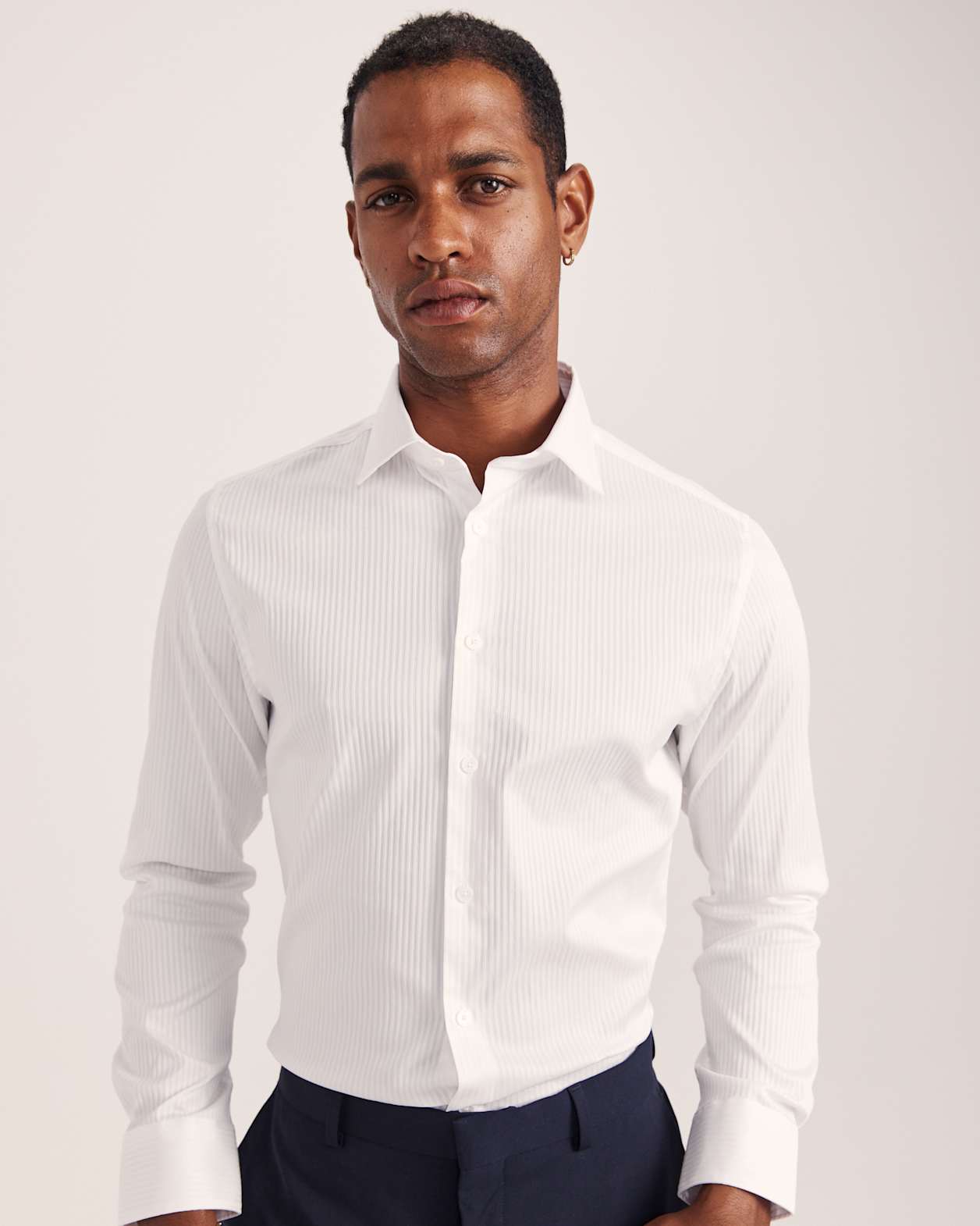 Artemis Stripe Stretch Shirt in WHITE
