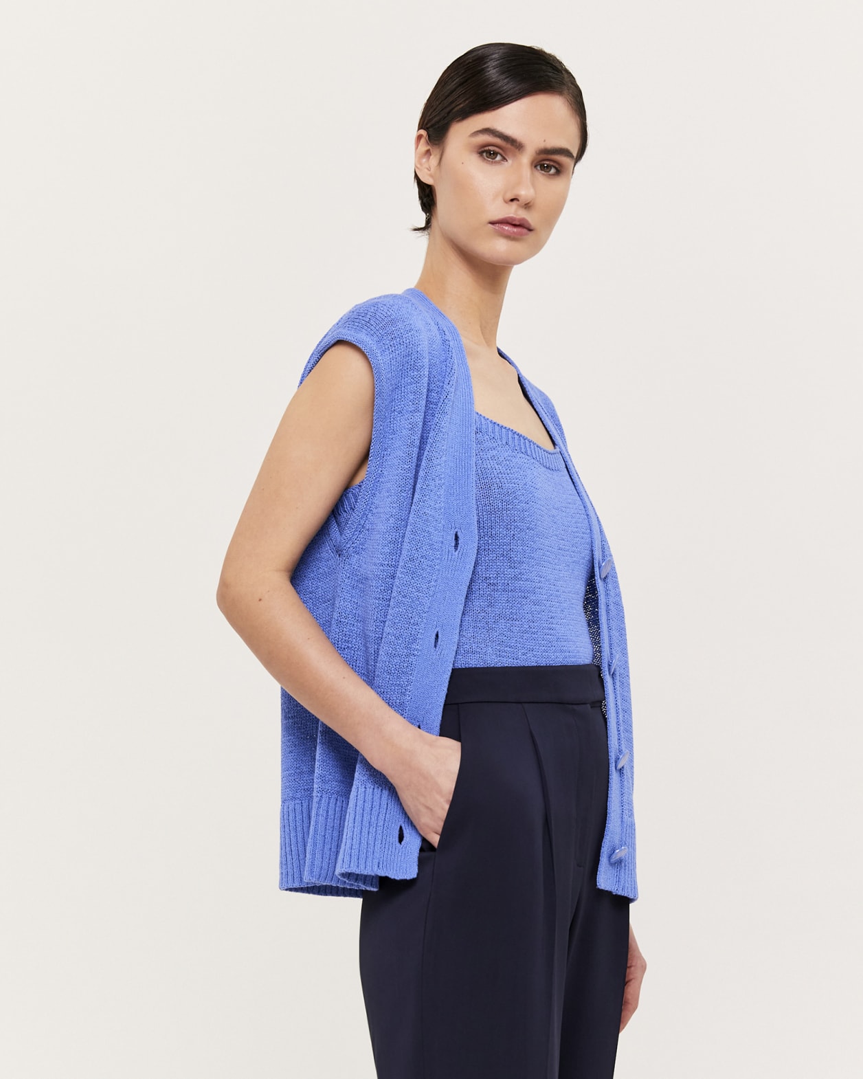 Tina Tape Yarn Vest in MARINE