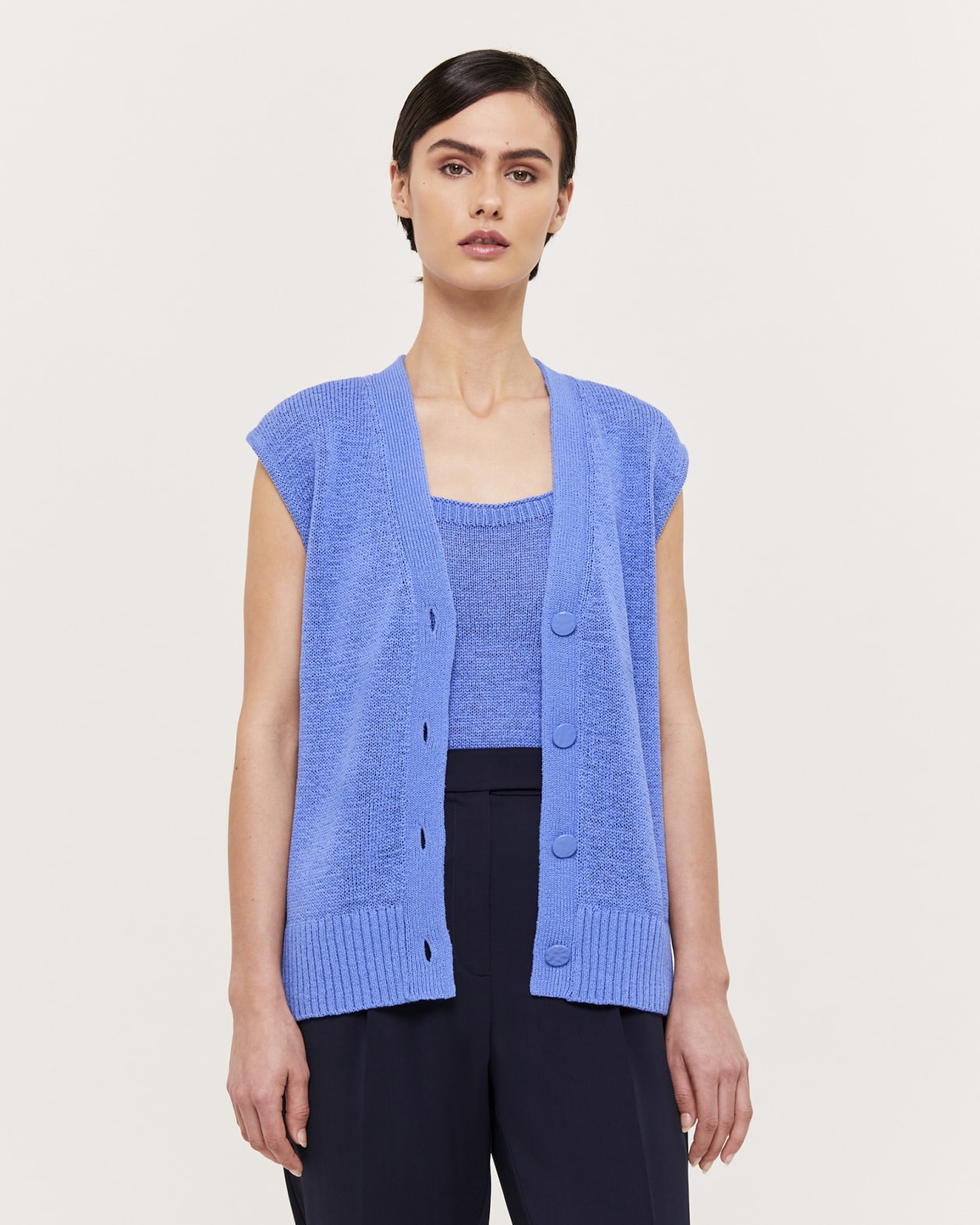 Tina Tape Yarn Vest in MARINE