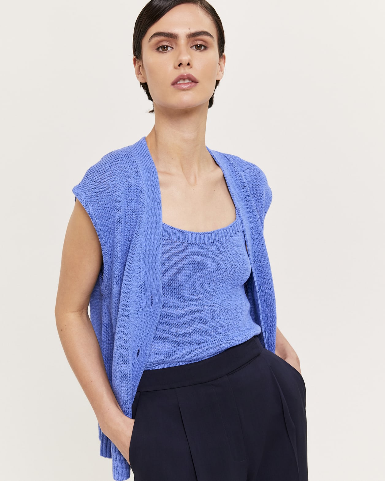 Tina Tape Yarn Vest in MARINE