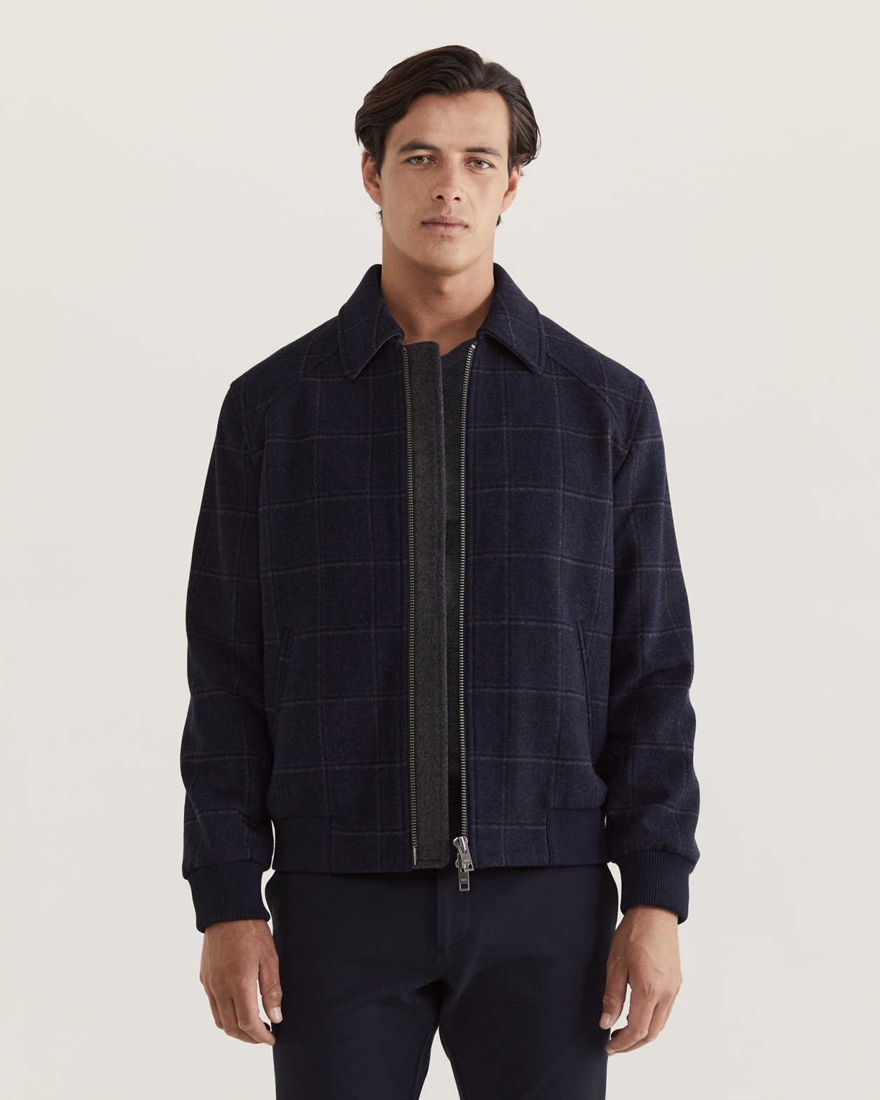 Theo Wool Check Bomber in CHECK