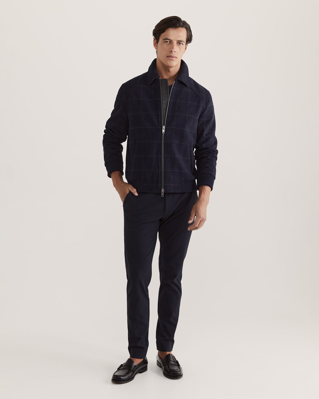 Theo Wool Check Bomber in CHECK