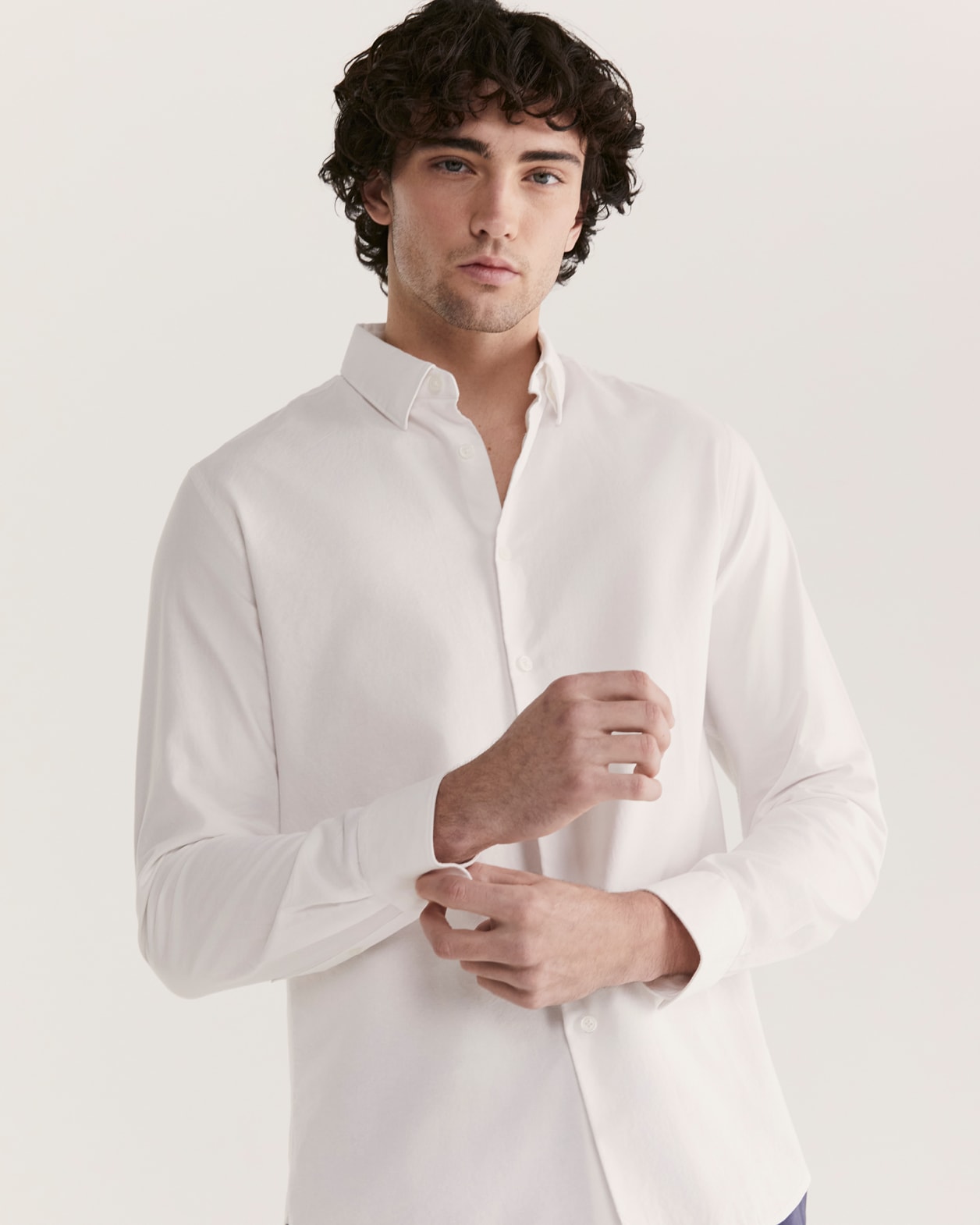 Christopher Oxford Long Sleeve Classic Shirt in WHITE