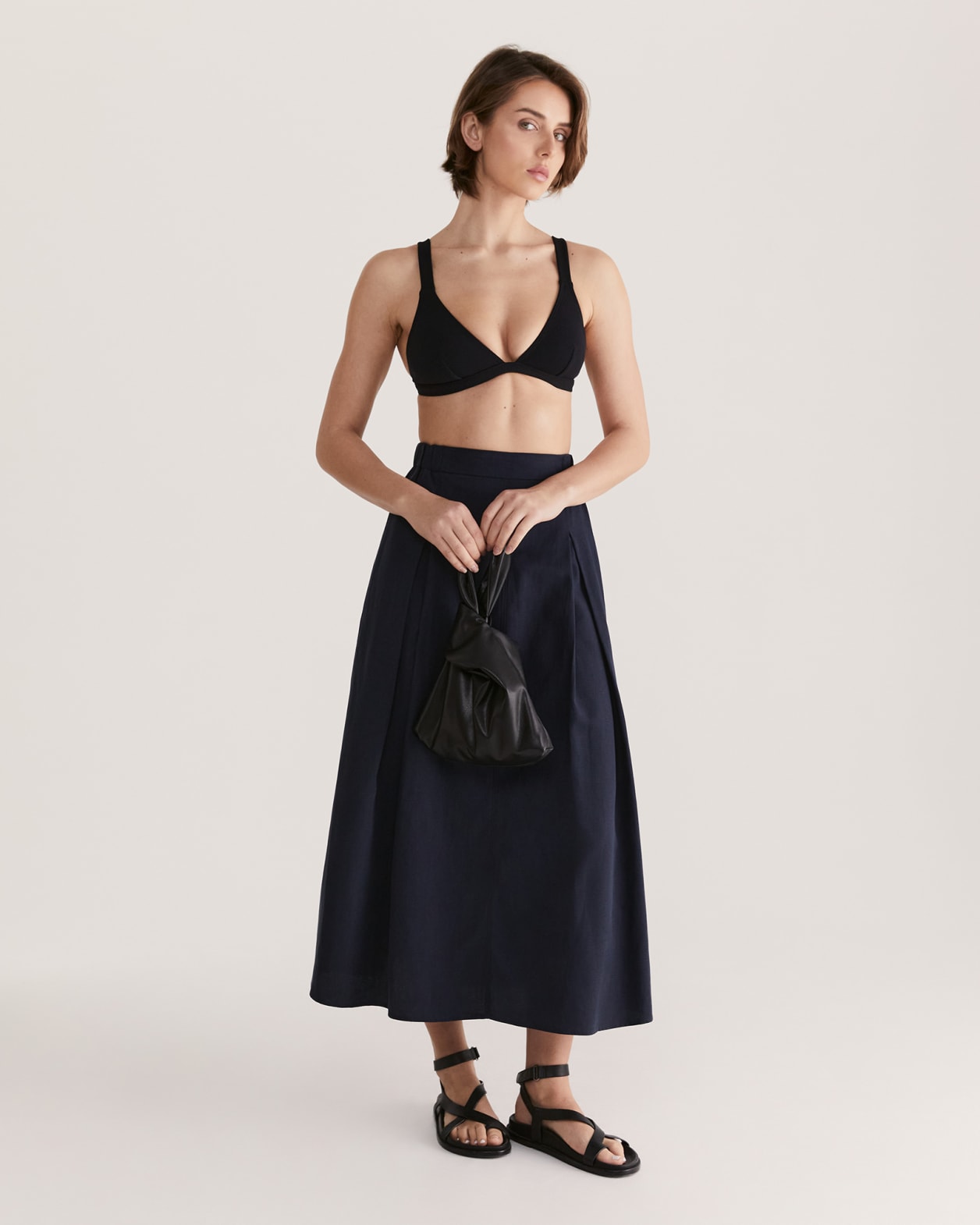 Eden Midi Skirt in NAVY
