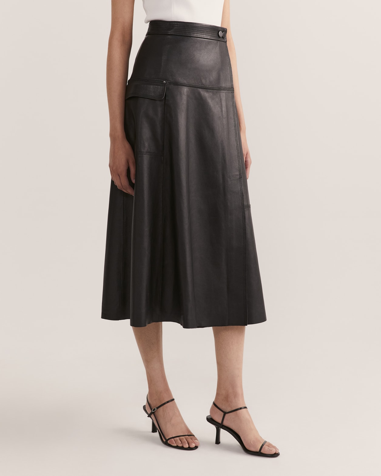 Aria Leather Wrap Midi Skirt - SABA