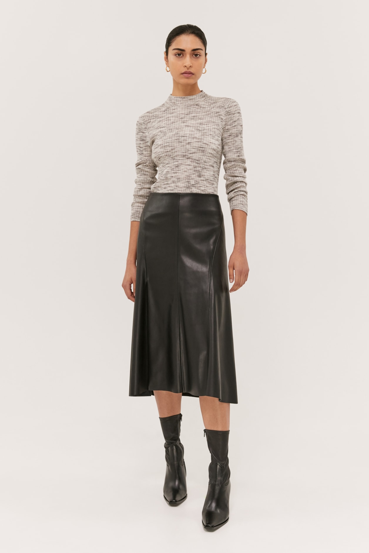 Viv Vegan Leather Midi Skirt - SABA