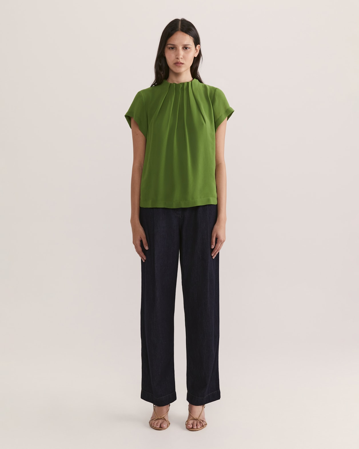 Willa High Neck Short Sleeve Top in PALM