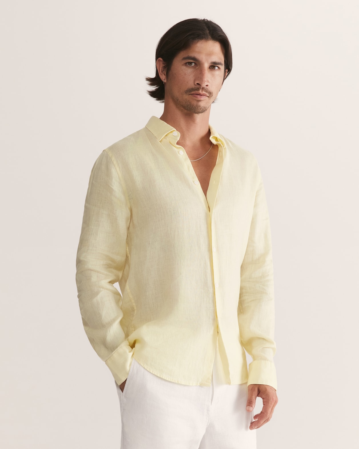 Anderson Long Sleeve Classic Linen Shirt - SABA