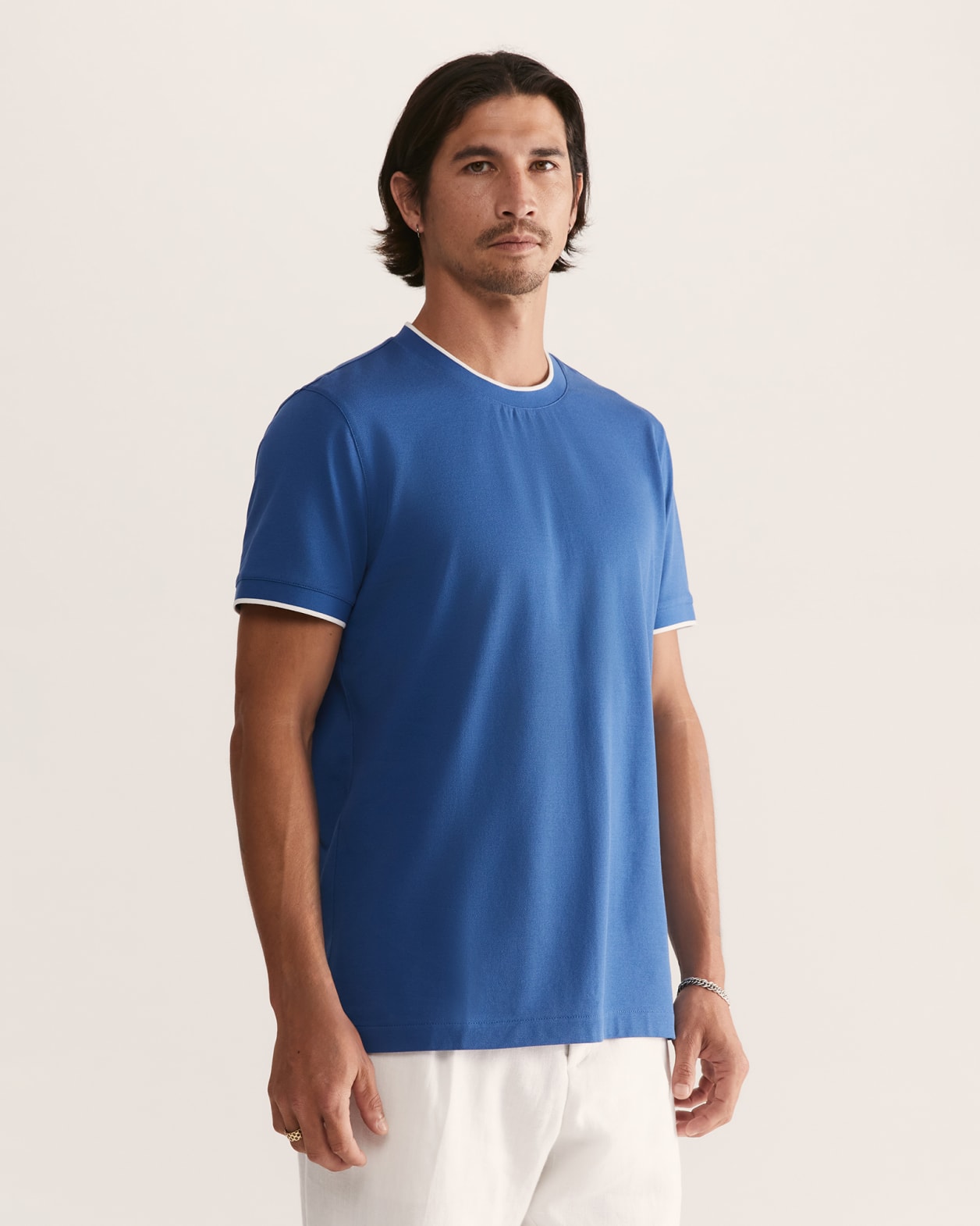 Andy Tipped Crew Tee in CERULEAN