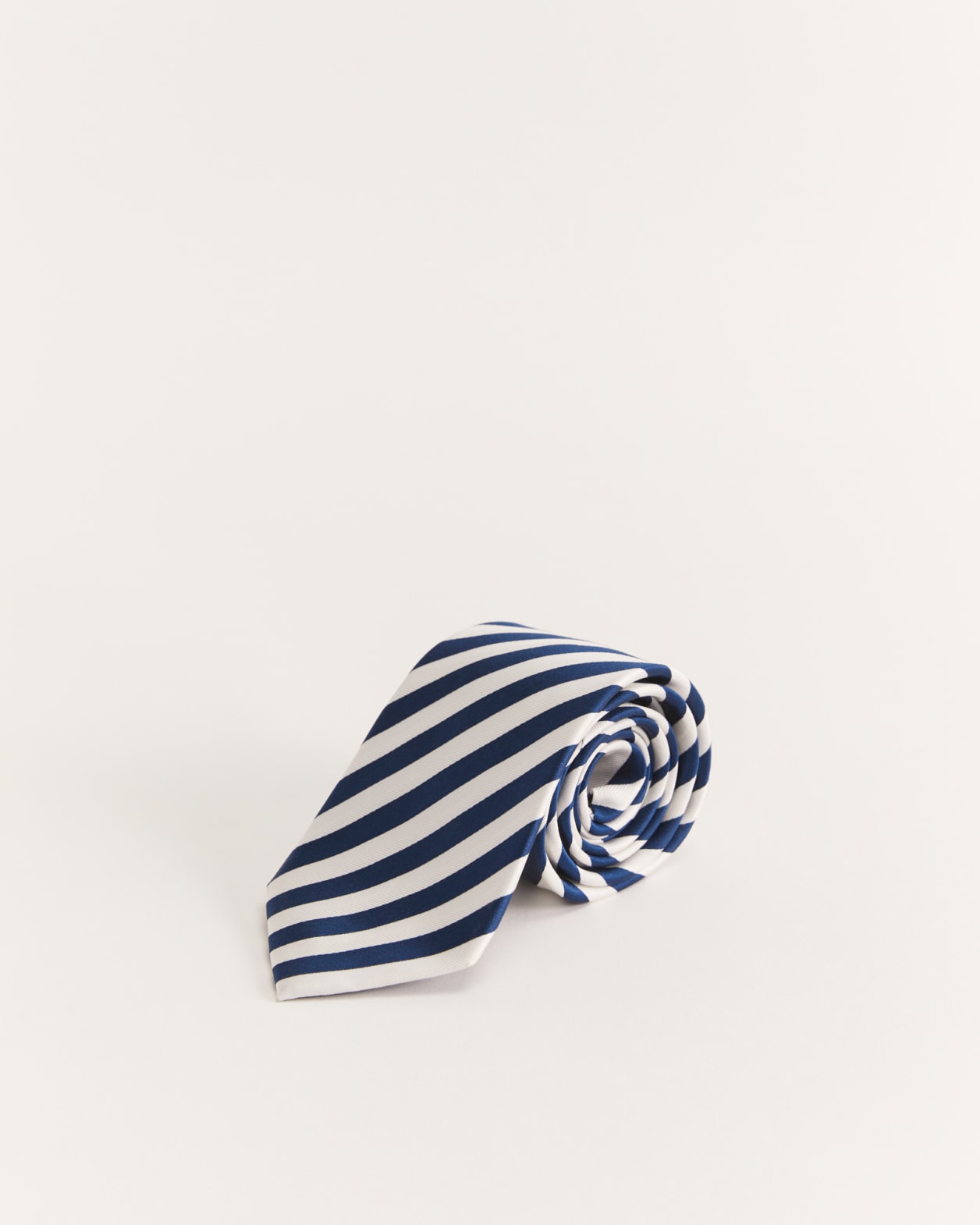 Silk Twill Stripe Tie in NAVY/WHITE