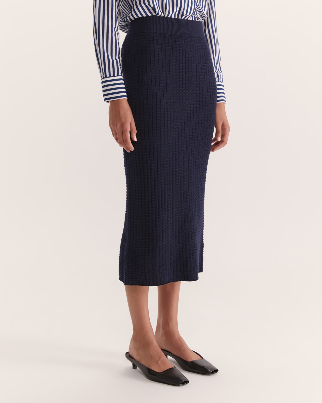 Leonie Merino Wool Knit Skirt in MIDNIGHT
