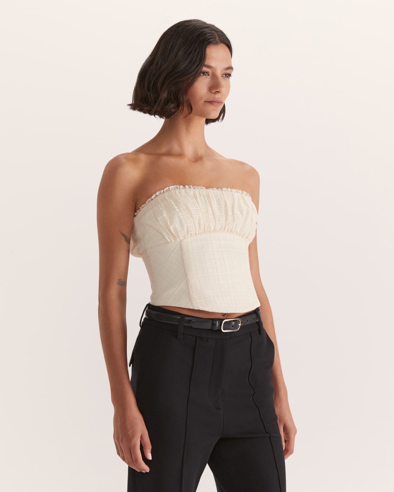 Mae Bustier Mesh Top in SOFT STONE