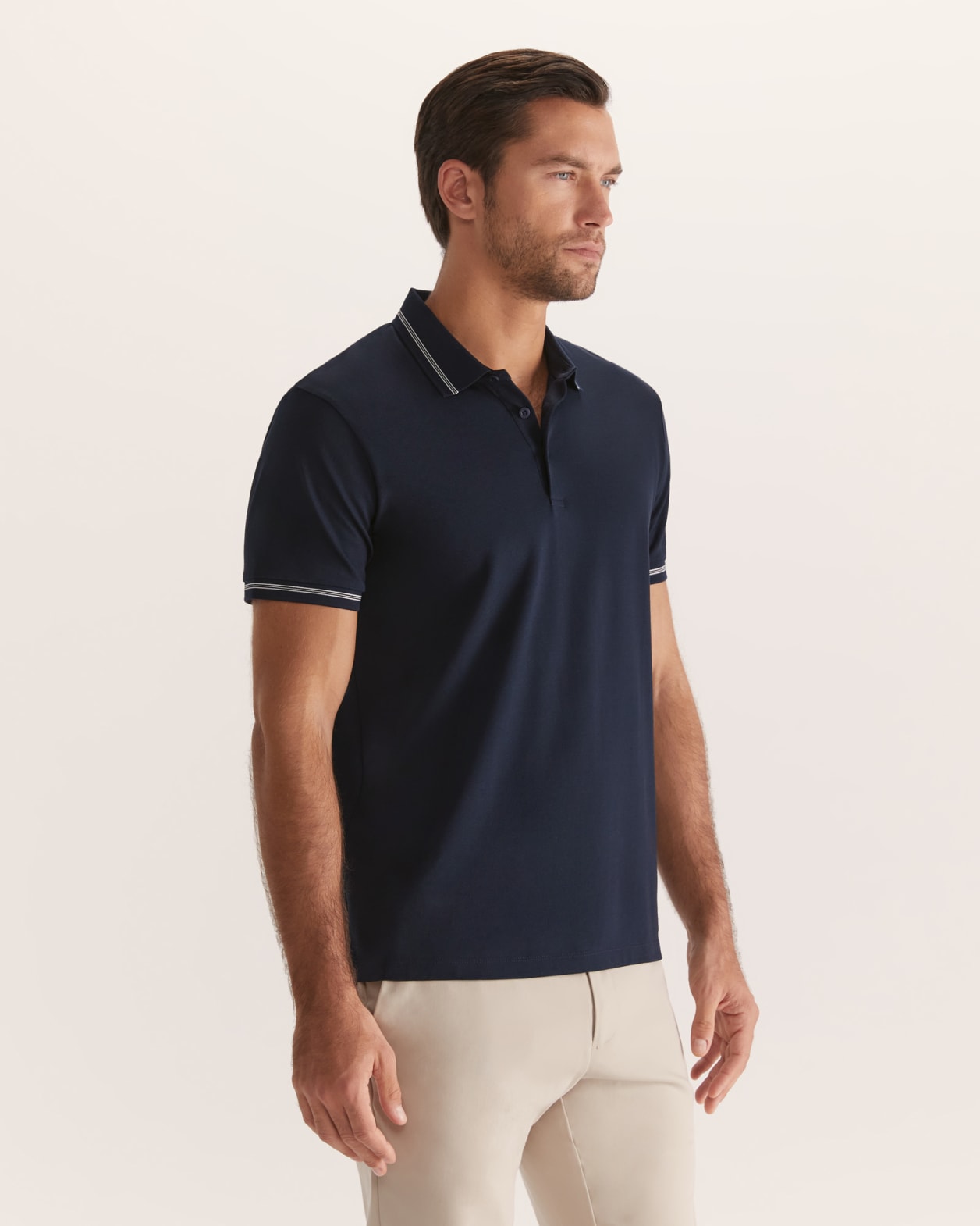 Andy Tipped Polo in NAVY