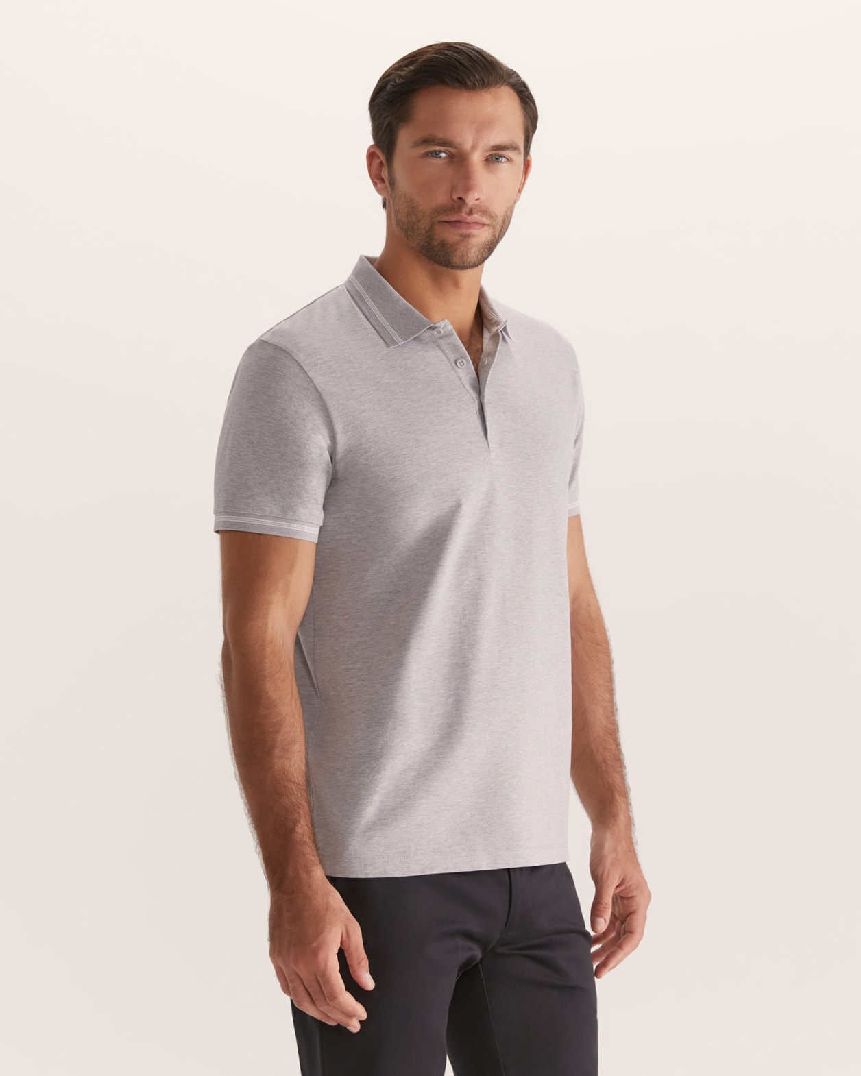 Andy Tipped Polo in GREY