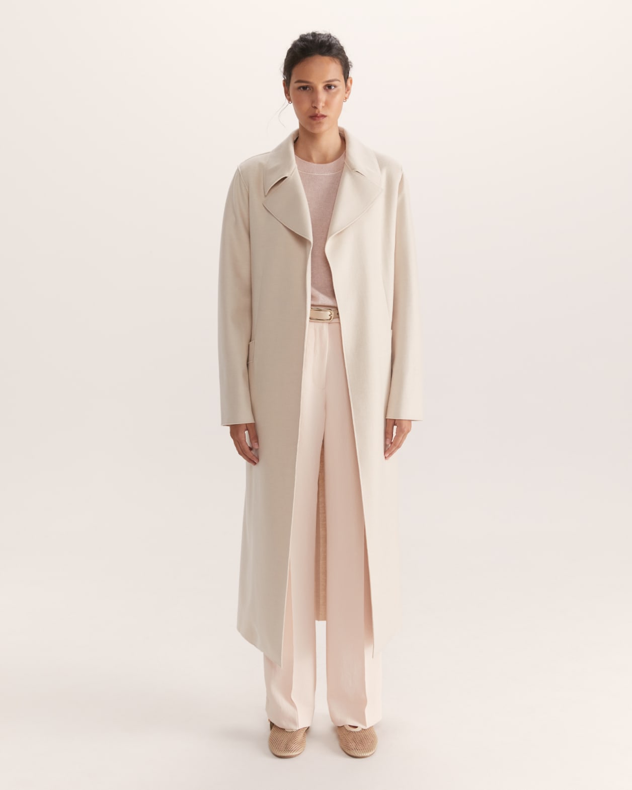 Karla Wool Relaxed Coat in SOFT STONE